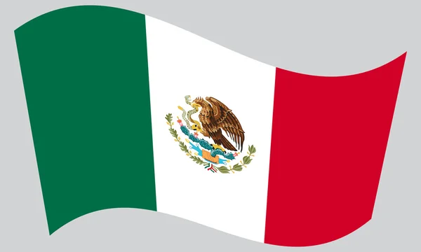 Flag of Mexico waving on gray background — Stock vektor