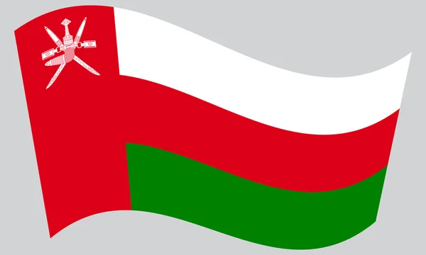 Flag of Oman waving on gray background — Stock Vector