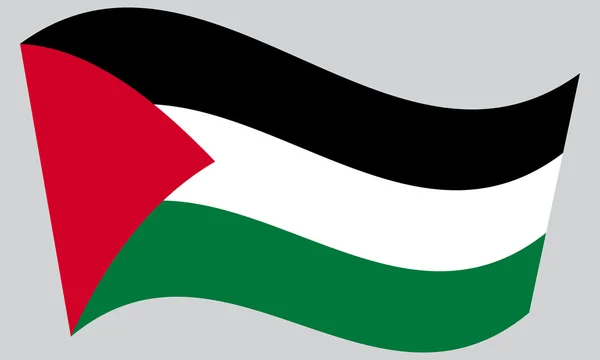 Vlag van Palestina zwaaien op grijze achtergrond — Stockvector