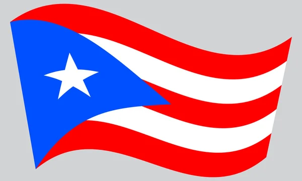 Bandera de Puerto Rico ondeando sobre fondo gris — Vector de stock