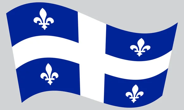 Bandera de Quebec ondeando sobre fondo gris — Vector de stock