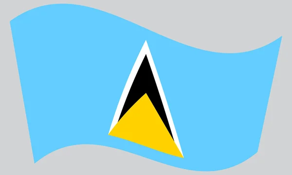 Saint Lucia a hullámzó zászlaja szürke háttér — Stock Vector