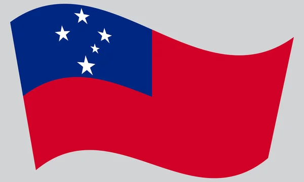 Flag of Samoa waving on gray background — Stock Vector