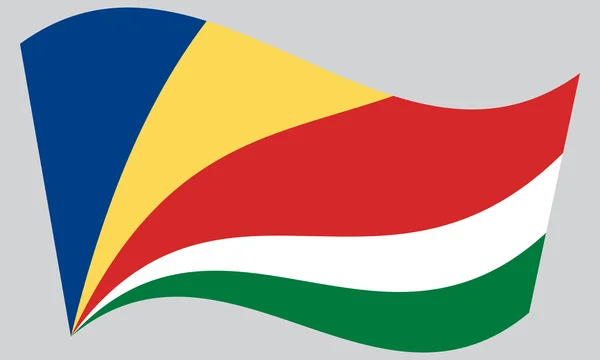 Flagge der Seychellen weht auf grauem Hintergrund — Stockvektor