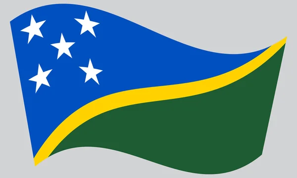 Bandera de las Islas Salomón ondeando sobre fondo gris — Vector de stock