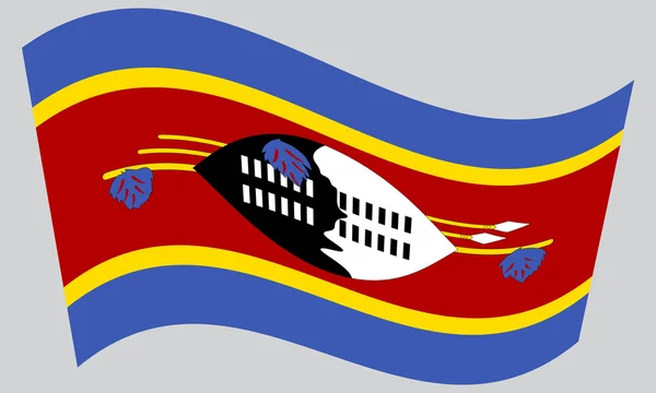 Bandera de Swazilandia ondeando sobre fondo gris — Vector de stock