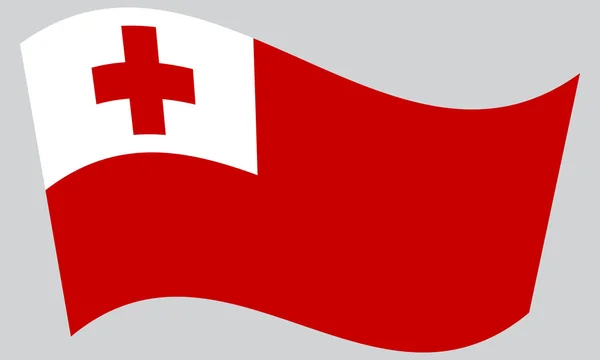 Bandera de Tonga ondeando sobre fondo gris — Vector de stock