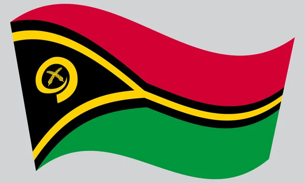 Bandeira de Vanuatu acenando sobre fundo cinza —  Vetores de Stock