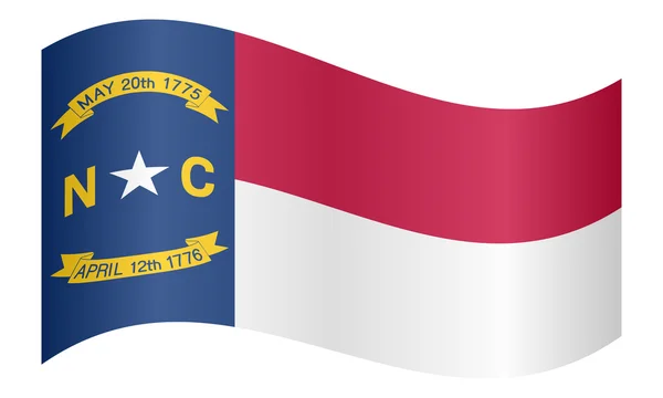 Flag of North Carolina waving on white background — Stock vektor
