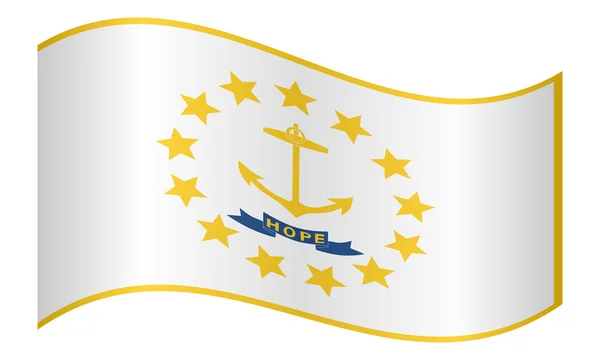 Bandera de Rhode Island ondeando sobre fondo blanco — Archivo Imágenes Vectoriales