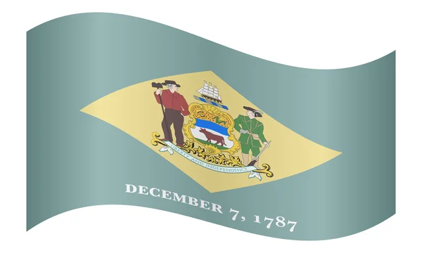 Flag of Delaware waving on white background — Stock vektor