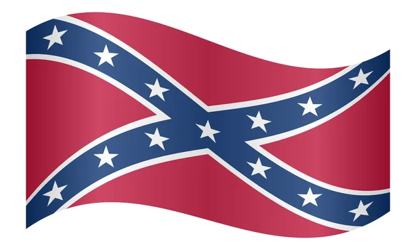 Bandeira rebelde confederada acenando no fundo branco — Vetor de Stock