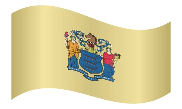 Flag of New Jersey waving on white background — Stockový vektor