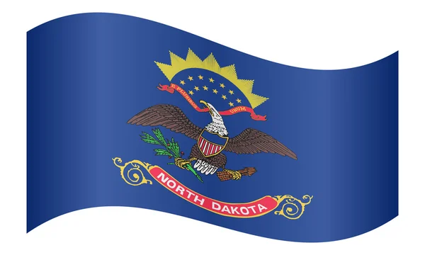 Flag of North Dakota waving on white background — ストックベクタ