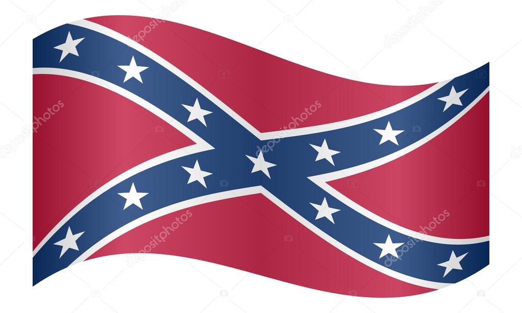 Confederate rebel flag waving on white background