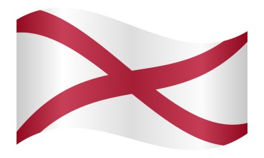 Beyaz arka plan üzerinde Alabama sallayarak bayrak