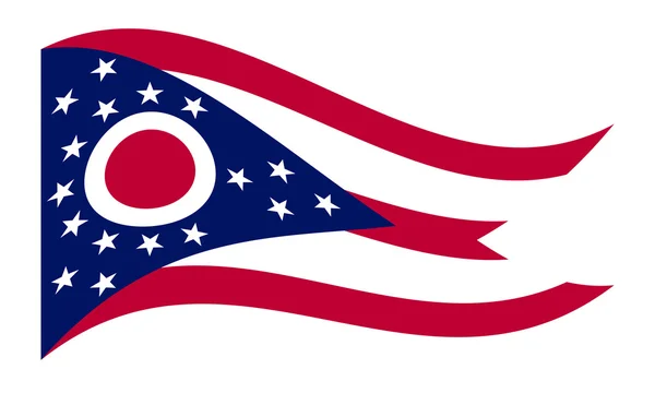 Drapeau de l'Ohio agitant sur fond blanc — Image vectorielle