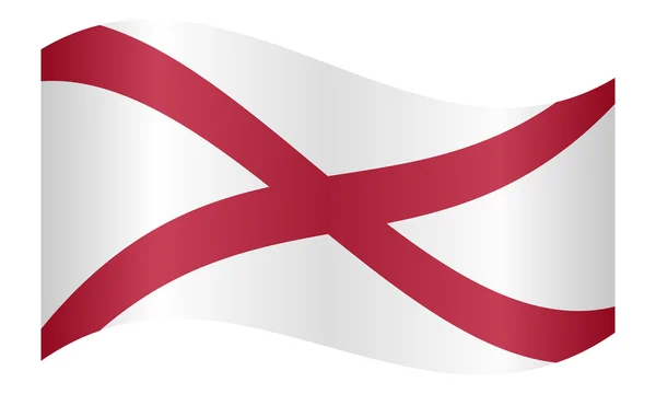 Flag of Alabama waving on white background — Stockový vektor