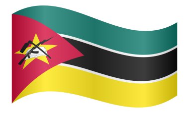 Mozambik beyaz arka plan üzerinde sallayarak bayrak