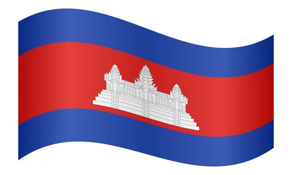 Flagge Kambodschas weht auf weißem Hintergrund — Stockvektor