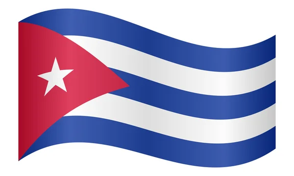 Drapeau de Cuba agitant sur fond blanc — Image vectorielle