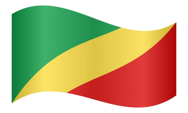 Прапор Республіки Конго розмахуючи білий фон — стоковий вектор