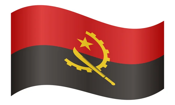 Bandiera dell'Angola sventola su sfondo bianco — Vettoriale Stock