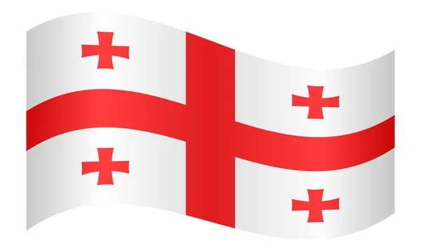 Bendera Georgia melambaikan tangan pada latar belakang putih - Stok Vektor