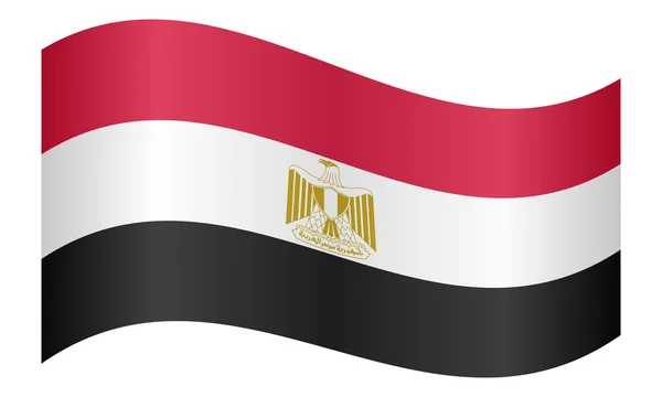 Bendera Mesir melambai pada latar belakang putih - Stok Vektor