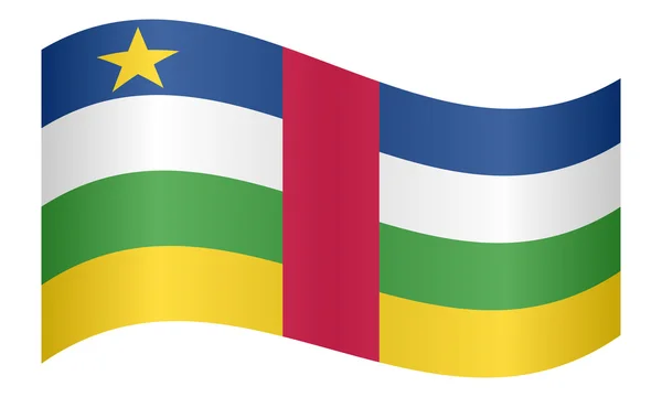 Bandera de República Centroafricana ondulada, fondo blanco — Vector de stock