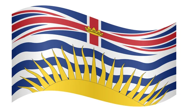 Флаг Британской Колумбии размахивания, белый фон — стоковый вектор