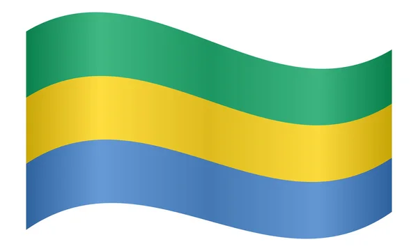 Flag of Gabon waving on white background — Stockový vektor