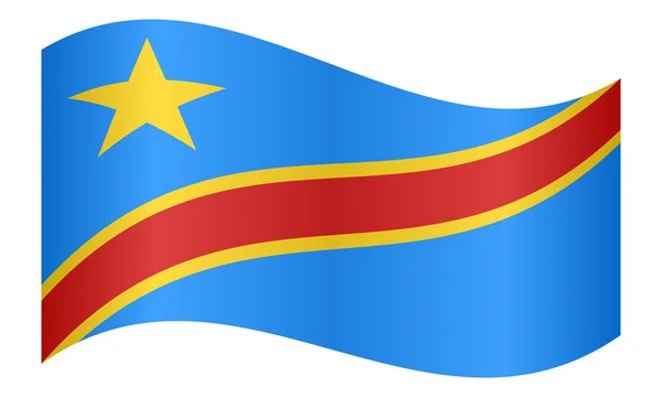 Flag of DR Congo waving on white background — Stockový vektor