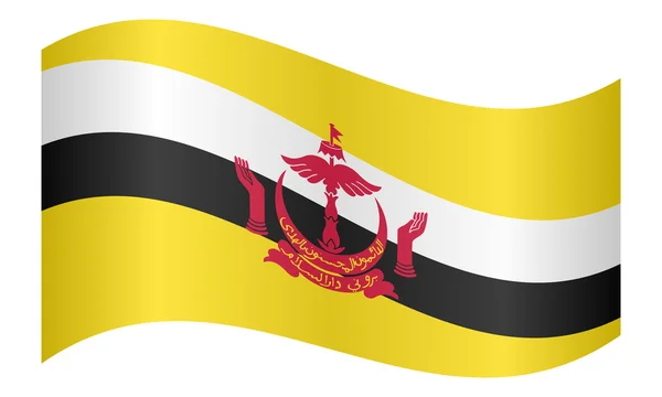 Bandera de Brunei ondeando sobre fondo blanco — Vector de stock