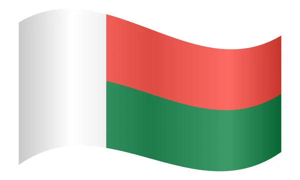 Flag of Madagascar waving on white background — Stockový vektor