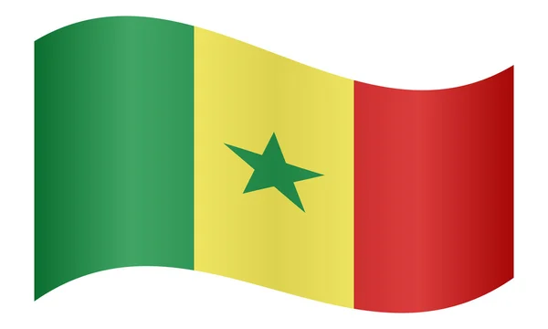 Drapeau du Sénégal agitant sur fond blanc — Image vectorielle