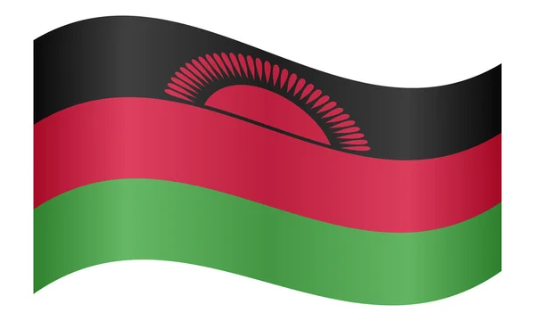 Flag of Malawi waving on white background — Stockový vektor