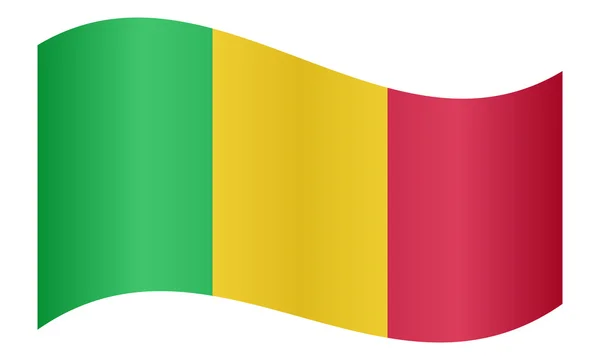 Flag of Mali waving on white background — Stockový vektor