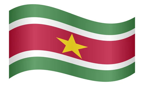 Drapeau du Suriname agitant sur fond blanc — Image vectorielle