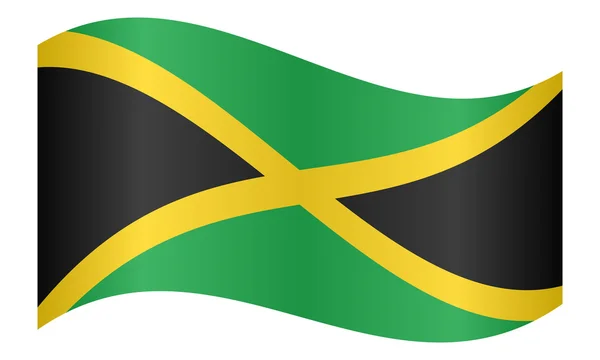 Vlag van Jamaica zwaaien op witte achtergrond — Stockvector