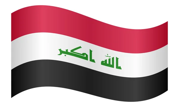 Bandiera dell'Iraq sventola su sfondo bianco — Vettoriale Stock