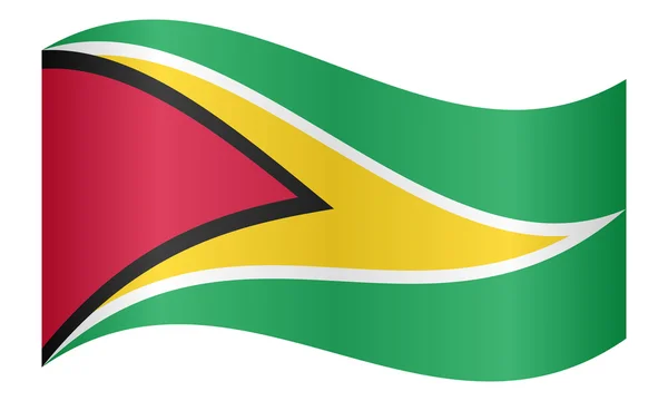 Vlag van Guyana zwaaien op witte achtergrond — Stockvector