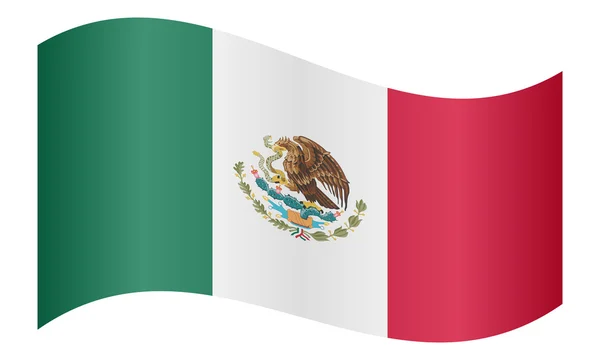 Drapeau du Mexique agitant sur fond blanc — Image vectorielle