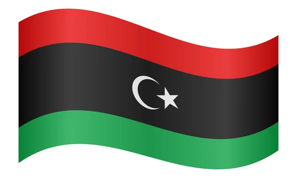 Flag of Libya waving on white background — ストックベクタ