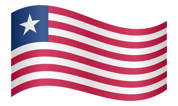 Flag of Liberia waving on white background — Stockový vektor