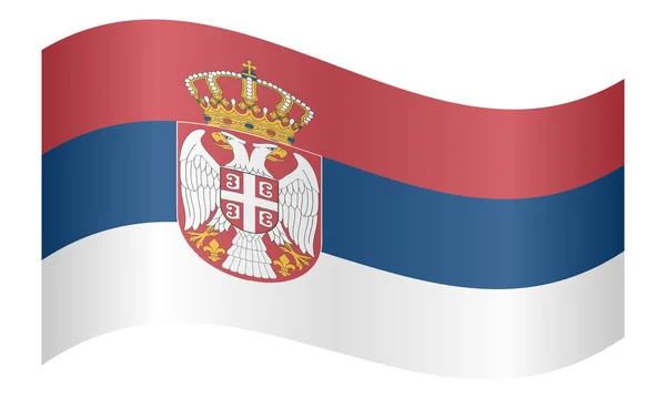 Bandera de Serbia ondeando sobre fondo blanco — Archivo Imágenes Vectoriales