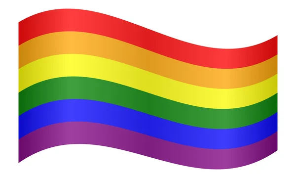 Rainbow gay pride flag waving on white background — Stock vektor