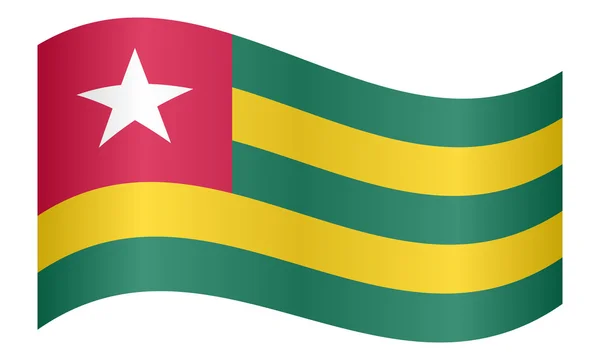 Bandera de Togo ondeando sobre fondo blanco — Archivo Imágenes Vectoriales