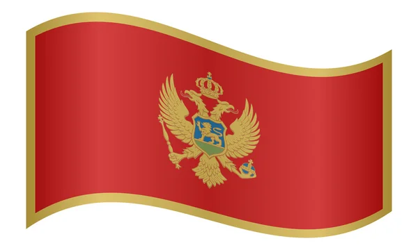 Прапор Чорногорії махав на білому фоні — стоковий вектор