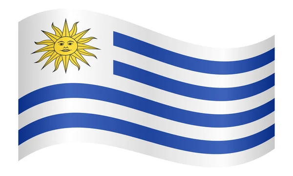 Bandeira do Uruguai acenando sobre fundo branco — Vetor de Stock